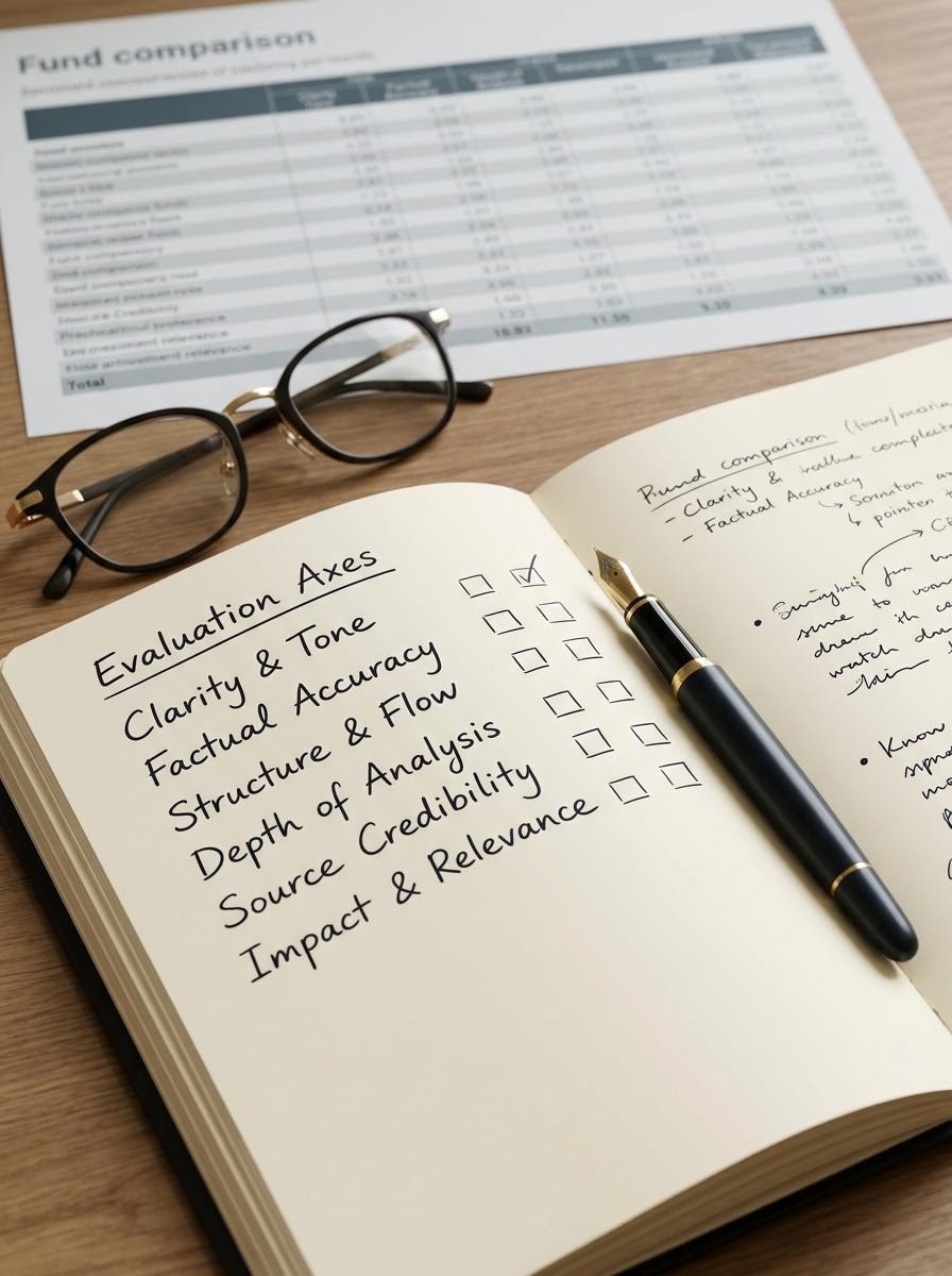 投資信託の評価軸を整理する編集部のデスク